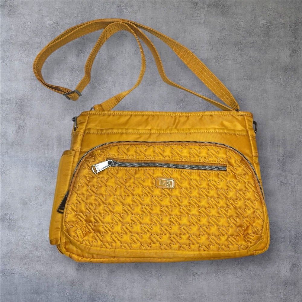 Lug Shimmy SE Crossbody Shoulder Bag Drink Pocket Gold Amber Yellow Quilted - Picture 5 of 14